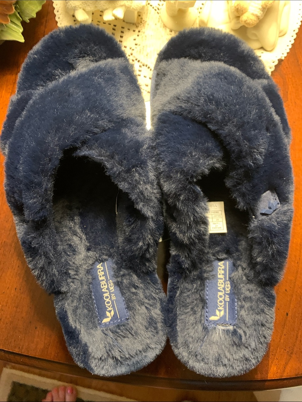 Koolaburra Navy Faux-Fur Slide Slippers